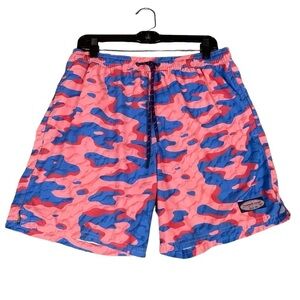 Vineyard Vines Men’s Pink Blue Camo Print Lined Swim Trunks - Sz M